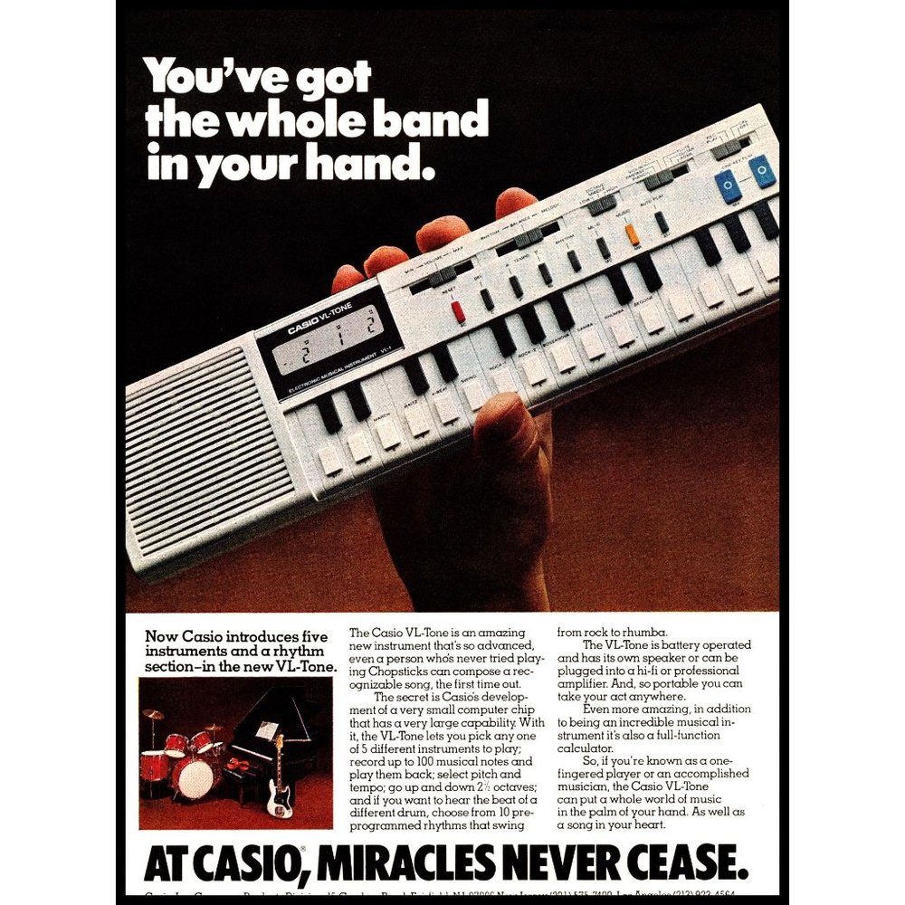 1981 Casio VL-Tone Electronic Keyboard Vintage Print Ad Music Wall Art Photo